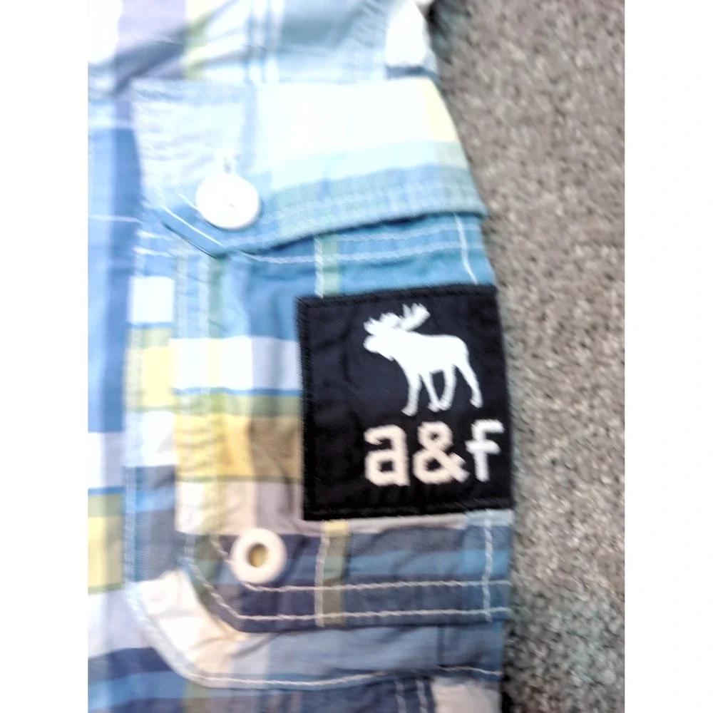 Abercrombie Fitch Kids‎ Plaid Cargo Swim Trunks Shorts Blue Yellow White Size M
